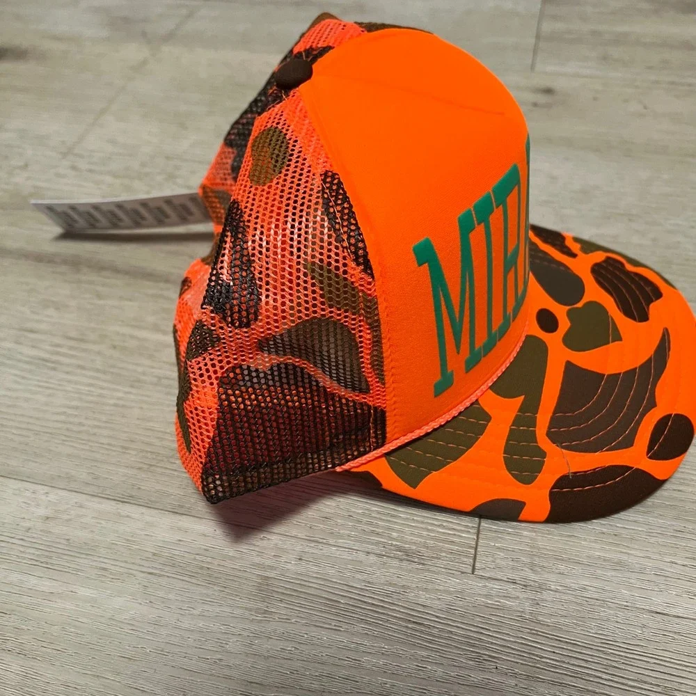 Miracle Trucker Hat Camo Hunting Cap Miracle‎ Patch Orange Mesh Back